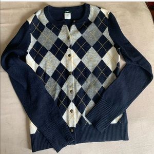 COPY - J Crew Argyle Wool Cashmere Button Sweater